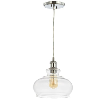 Wyatt 9.5" Adjustable Drop Pharmacy Metal/Glass LED Pendant - JONATHAN Y